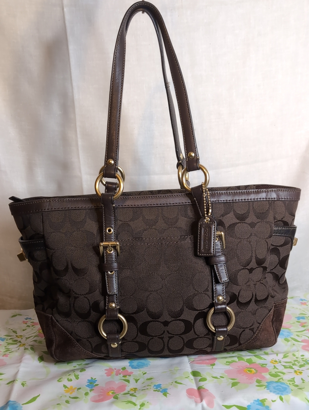Vint. Y2K Coach Signature Gallery Tote Brown